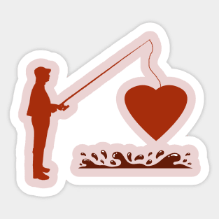 heart fishing Sticker